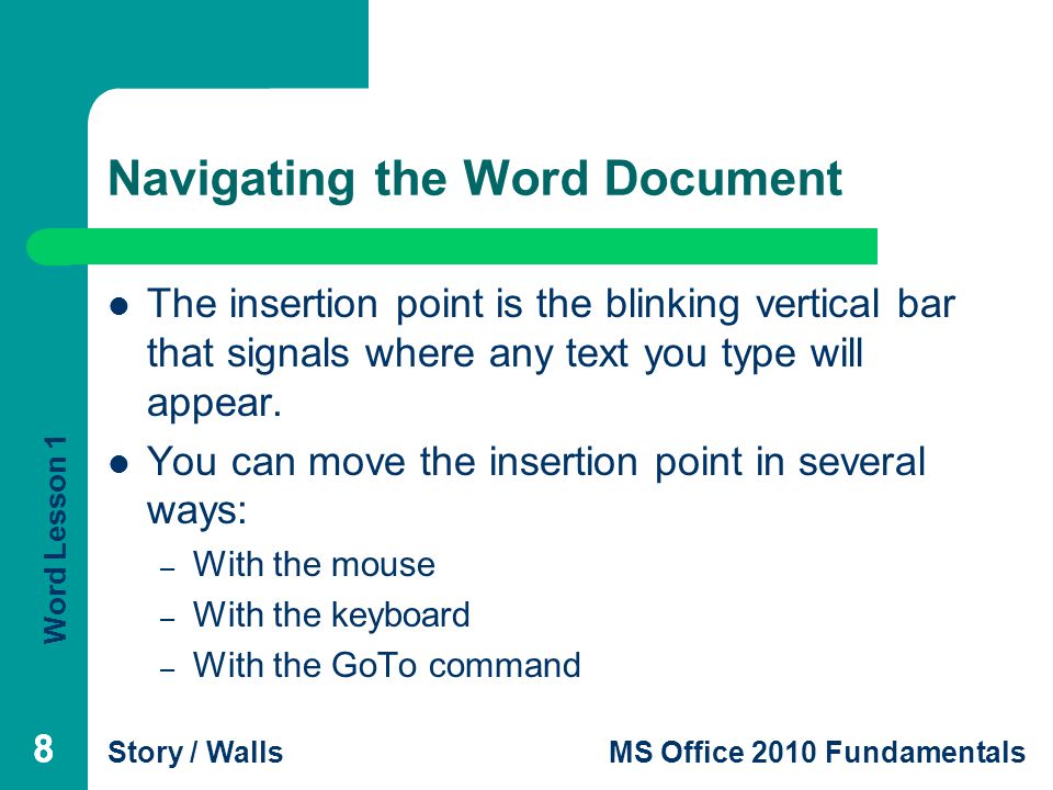 Navigating the Word Document