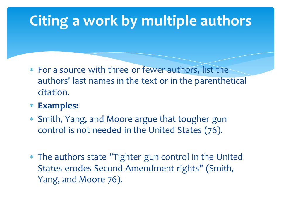 Citing a work by multiple authors