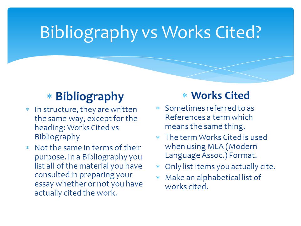 Bibliography vs Works Cited