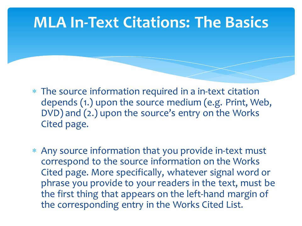 MLA In-Text Citations: The Basics