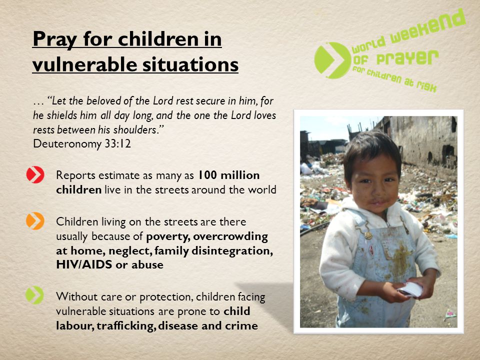 Pray for children in vulnerable situations