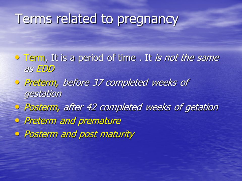Terms related to pregnancy