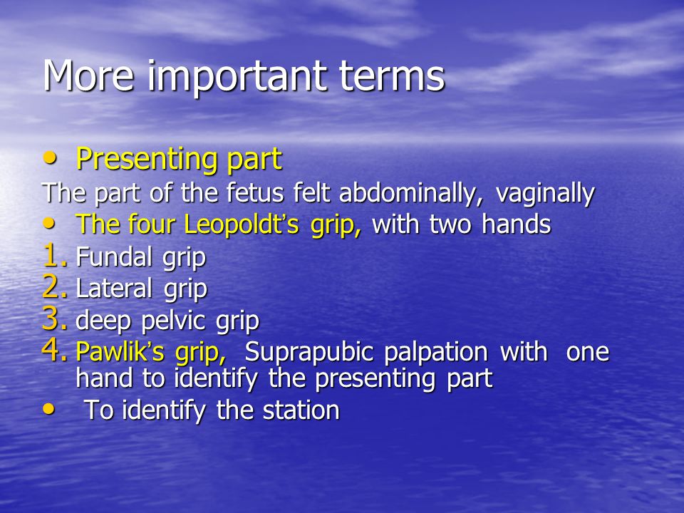 More important terms Presenting part