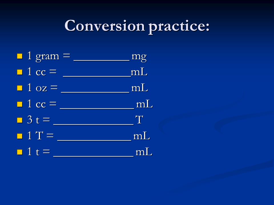Ml And Cc Conversion Chart