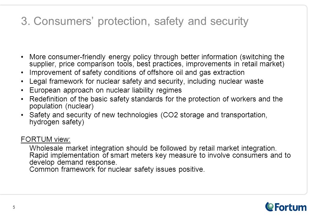 3. Consumers’ protection, safety and security