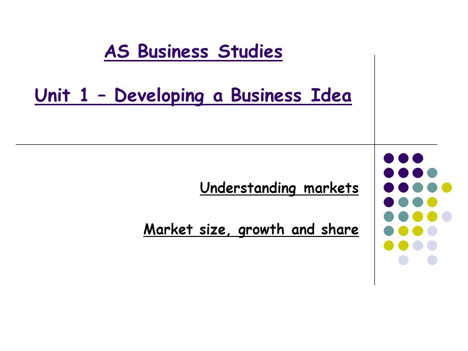 AS Business Studies Unit 1 – Developing a Business Idea