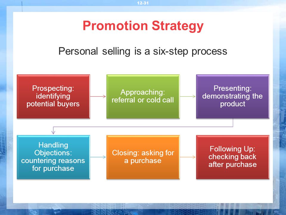 Promotion Strategy Personal selling is a six-step process