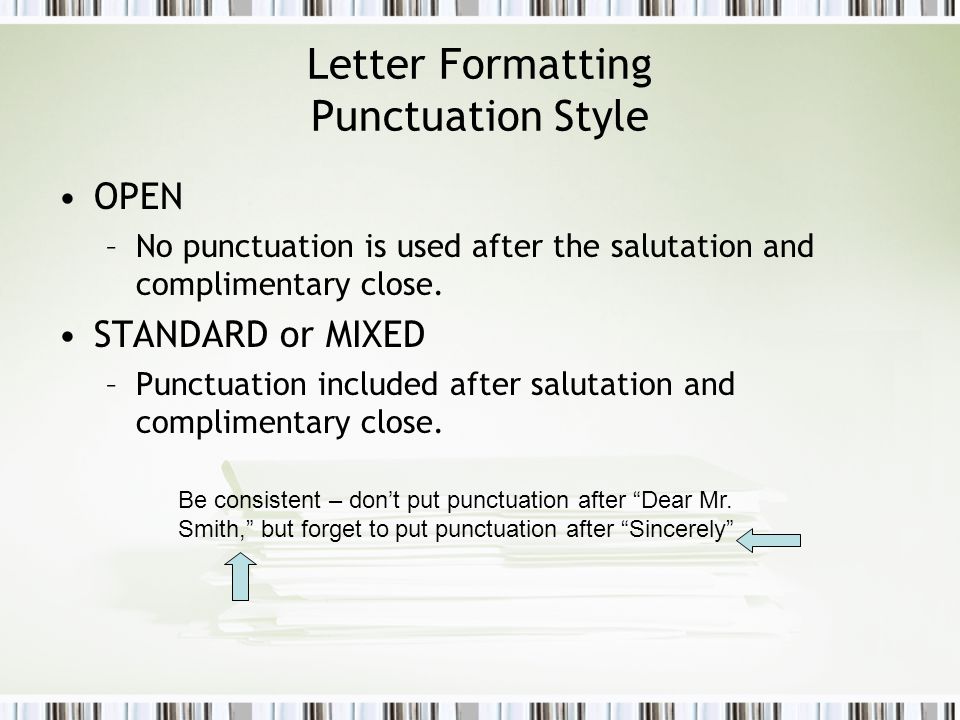 Letter Formatting Punctuation Style
