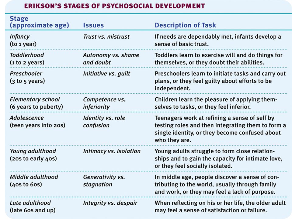 OBJECTIVE 21 Identify Erickson’s eight stages of psychosocial development a...