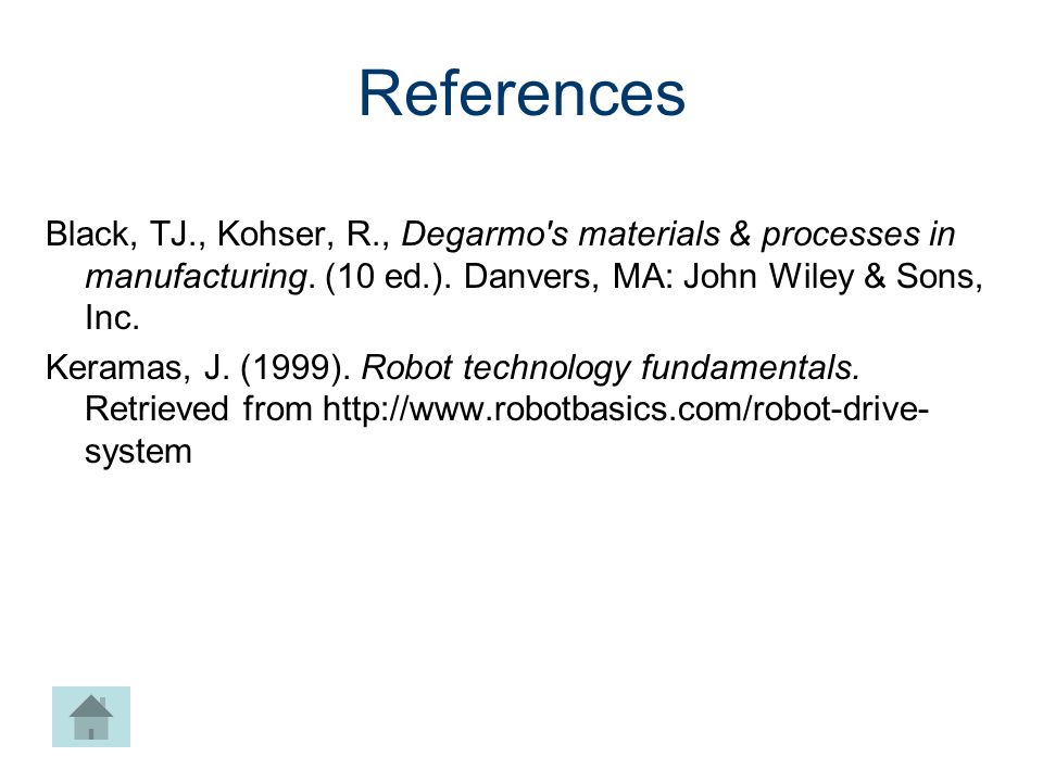 Robotics CIM. Introduction to Automation. References.