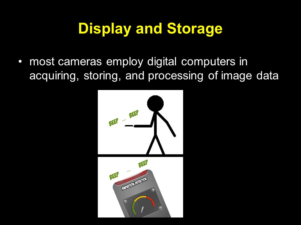 Display and Storage most cameras employ digital computers in acquiring, storing, and processing of image data.