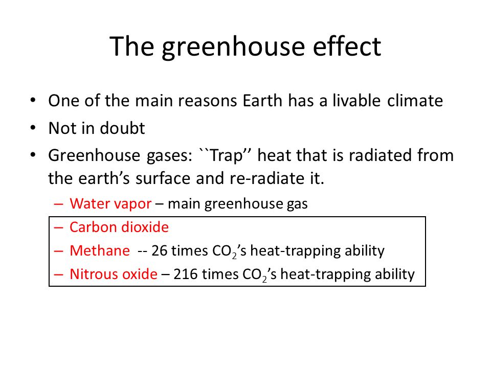 The greenhouse effect One of the main reasons Earth has a livable climate. Not in doubt.