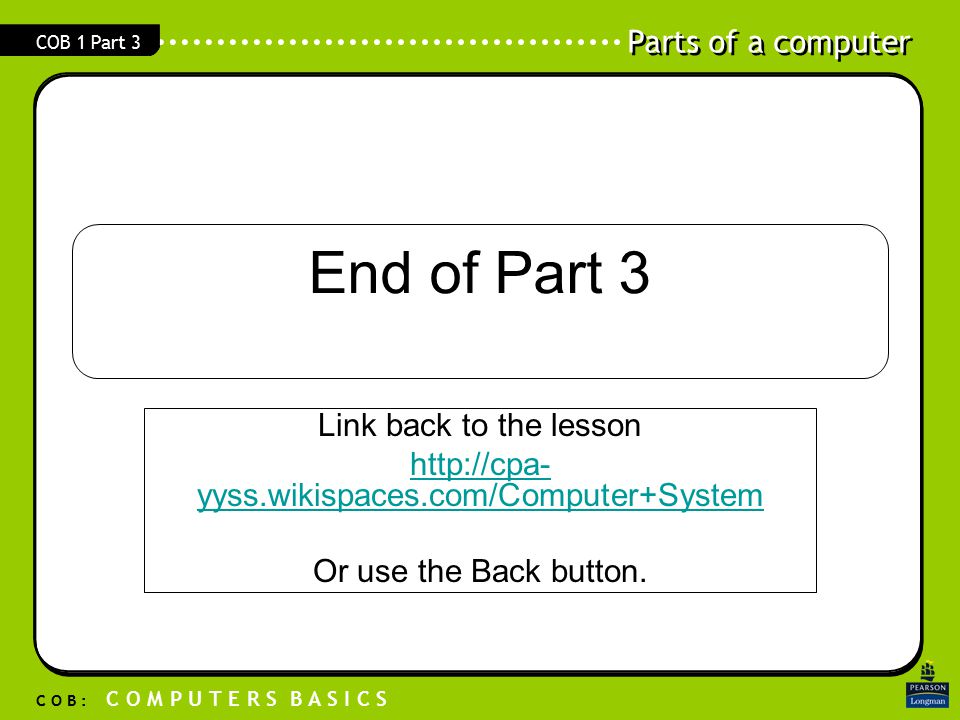 End of Part 3 Link back to the lesson
