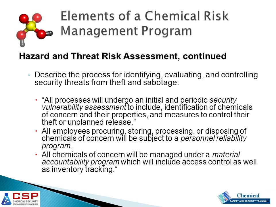 Elements of a Chemical Risk Management Program