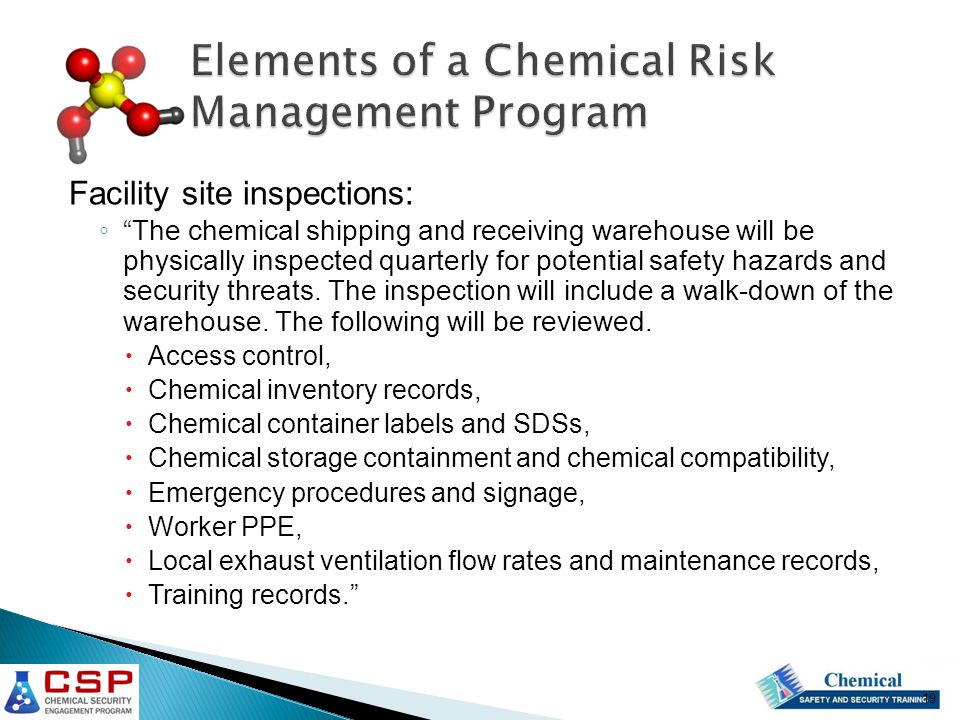 Elements of a Chemical Risk Management Program