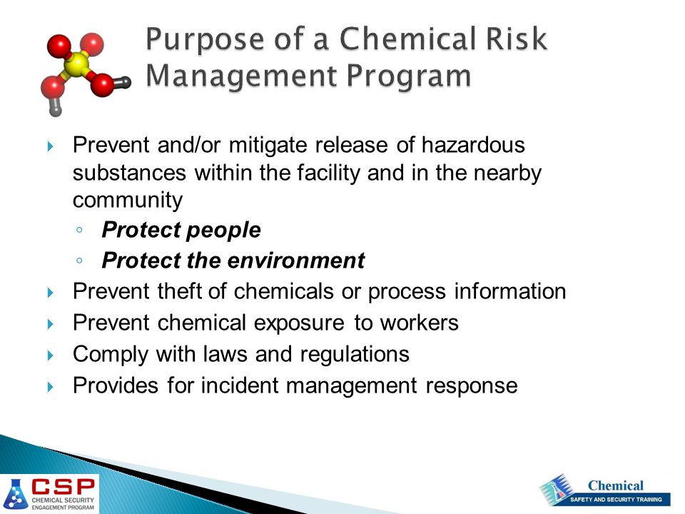 Purpose of a Chemical Risk Management Program