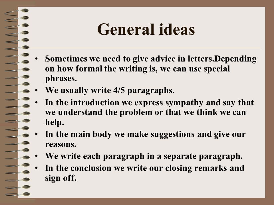 Informal Letters Giving Advice Ppt Video Online Download