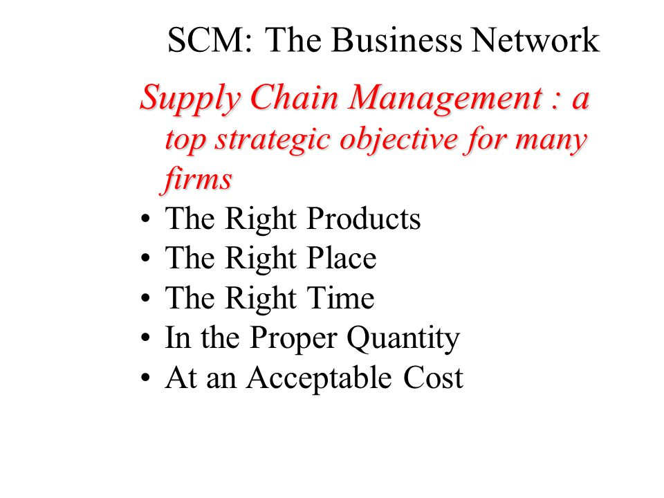 SCM: The Business Network