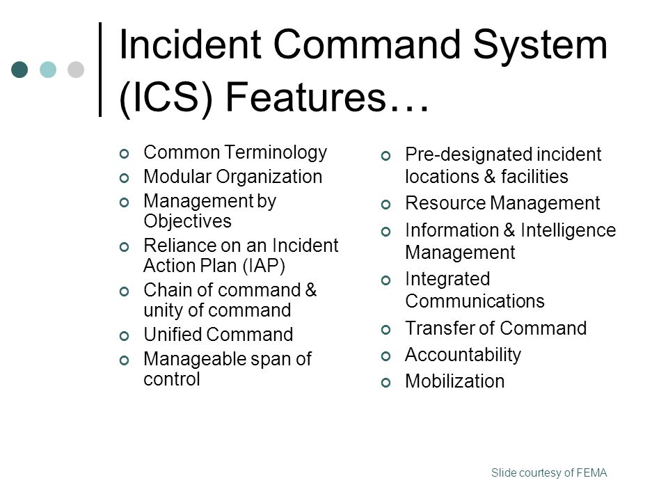 Incident Command System (ICS) Features…