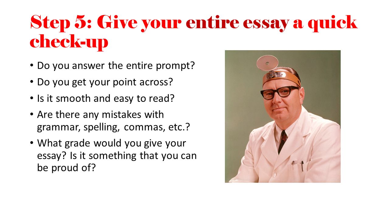 Step 5: Give your entire essay a quick check-up