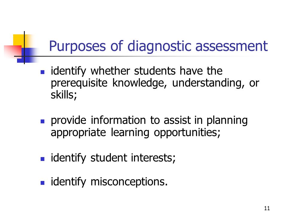Purposes of diagnostic assessment