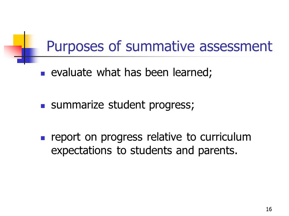 Purposes of summative assessment