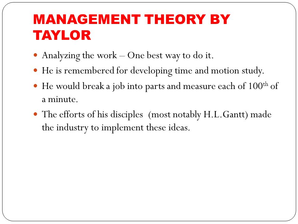 application of scientific management theory