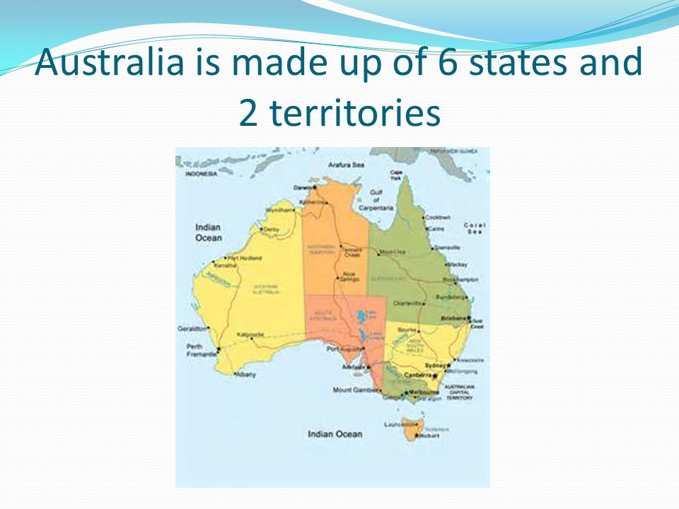 Australia is made up of 6 states and 2 territories