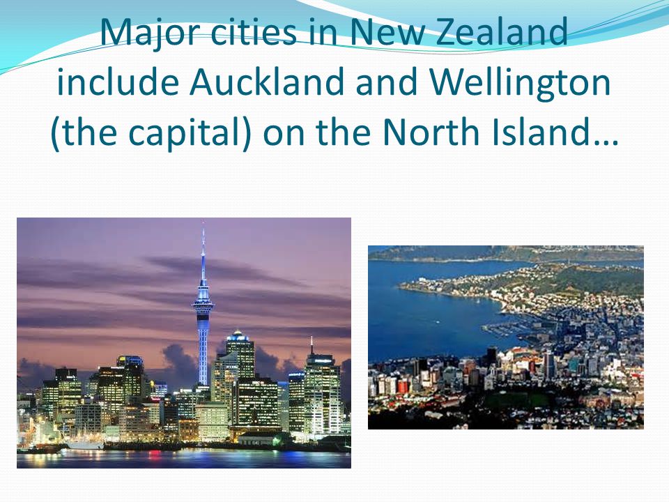 Major cities in New Zealand include Auckland and Wellington (the capital) on the North Island…
