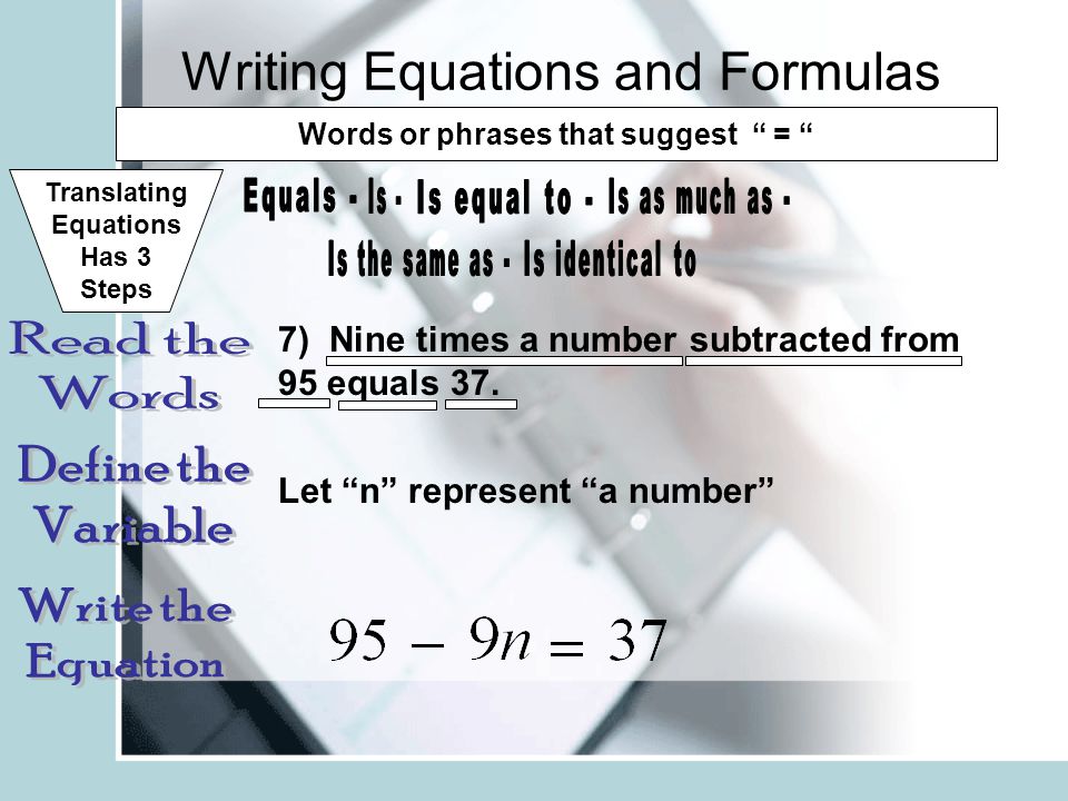Writing Equations and Formulas