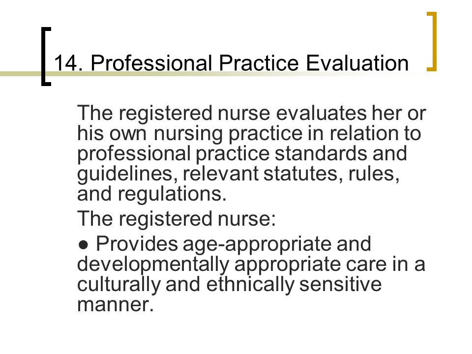 14. Professional Practice Evaluation