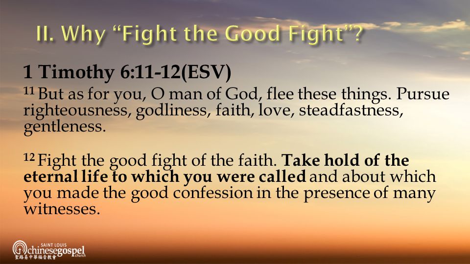 II. Why Fight the Good Fight