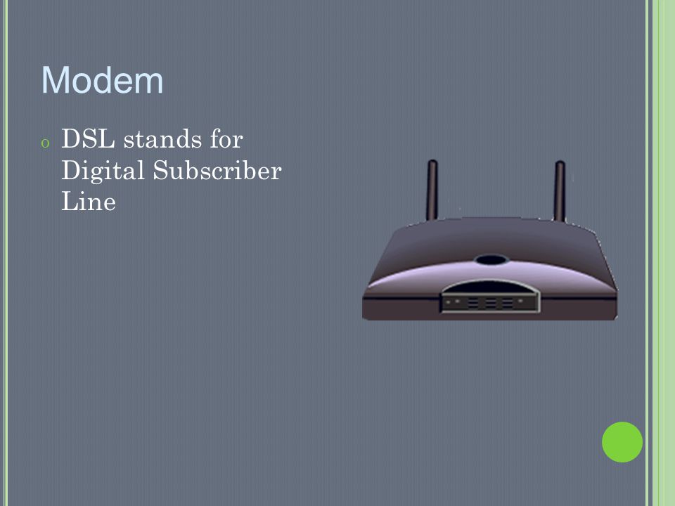 Modem DSL stands for Digital Subscriber Line