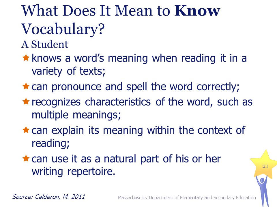 What Does It Mean to Know Vocabulary A Student.