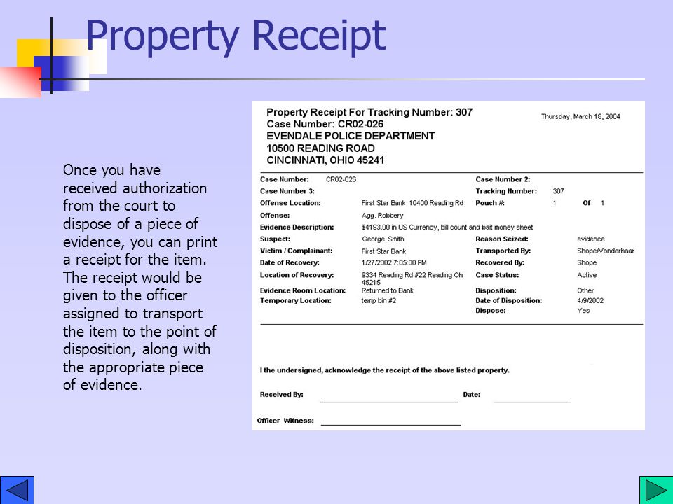 Property Receipt