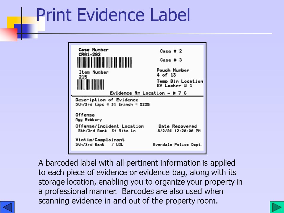 Print Evidence Label