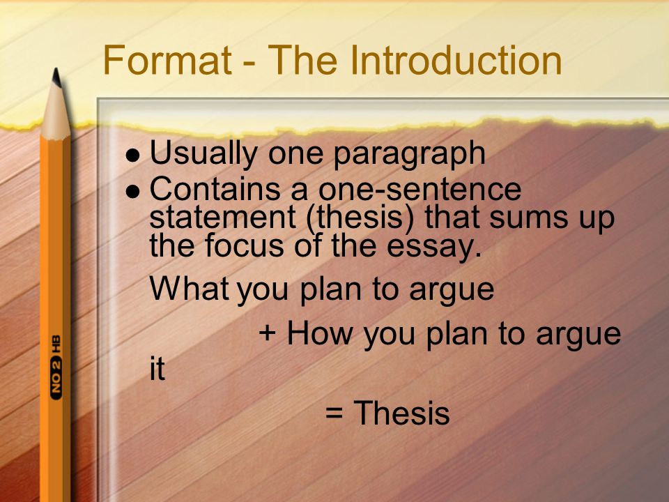 Format - The Introduction