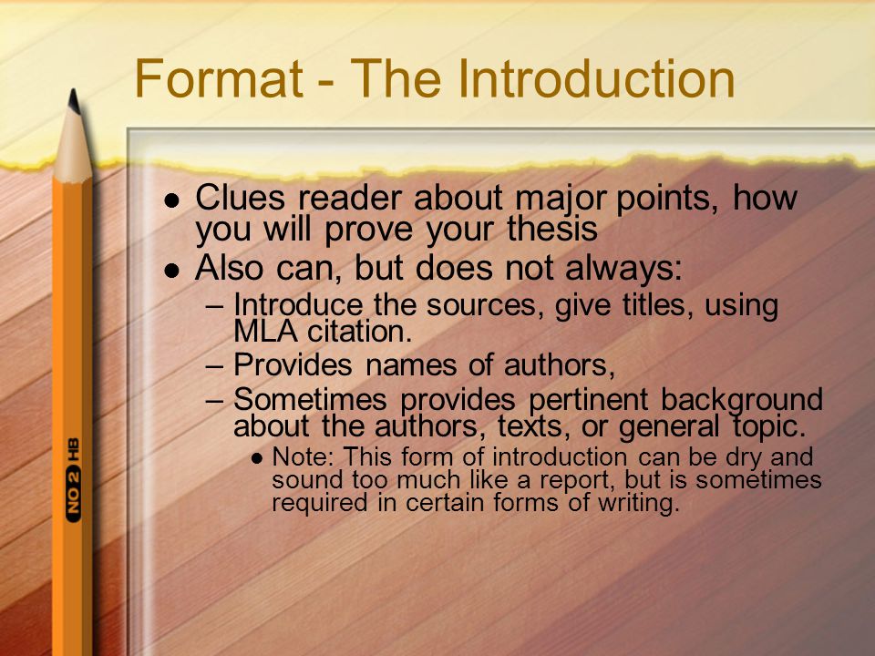 Format - The Introduction