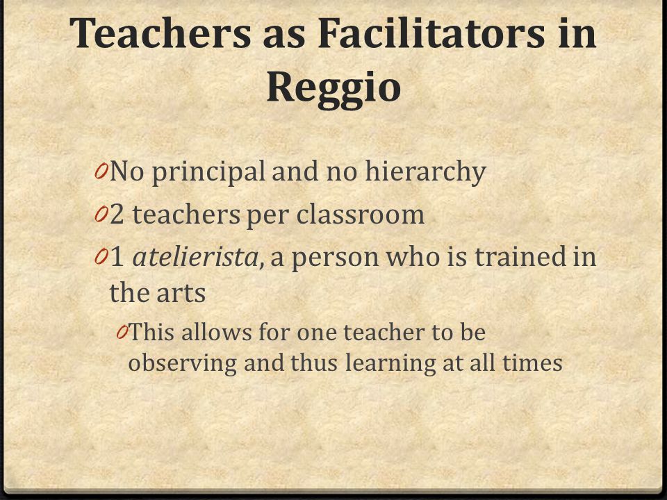Teachers as Facilitators in Reggio