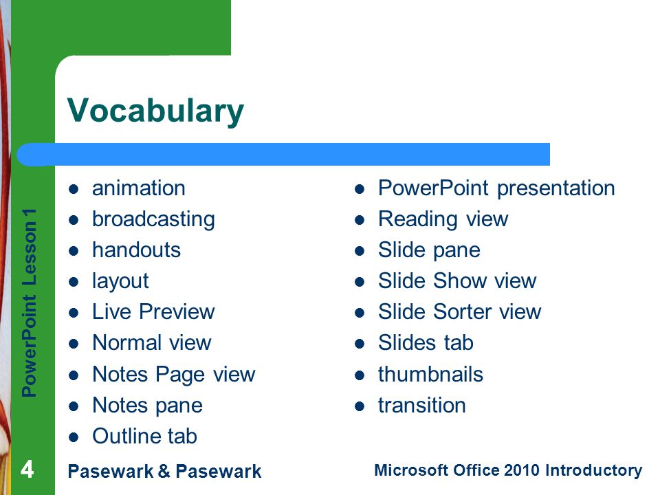 Vocabulary 4 4 animation broadcasting handouts layout Live Preview