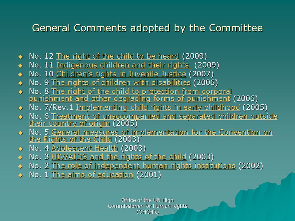 General Comments adopted by the Committee