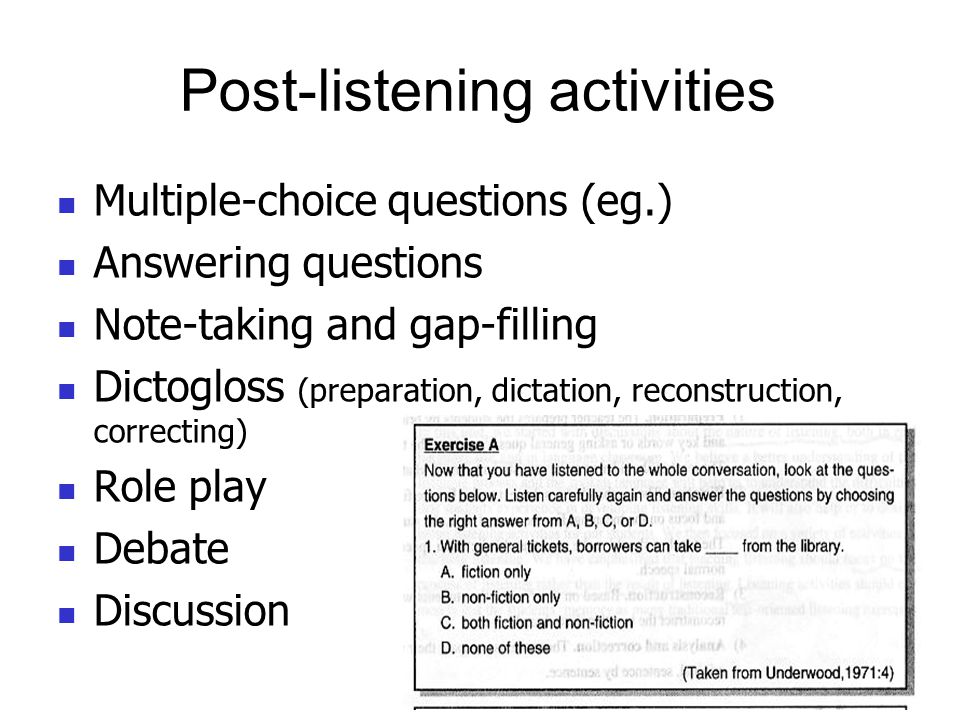 Post-listening activities