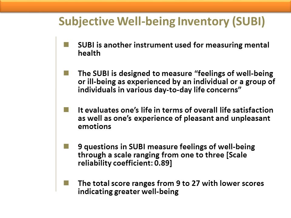Subjective Well-being Inventory (SUBI)