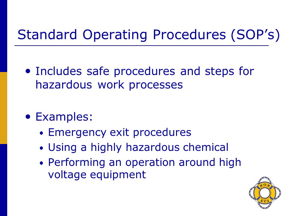 Standard Operating Procedures (SOP’s)