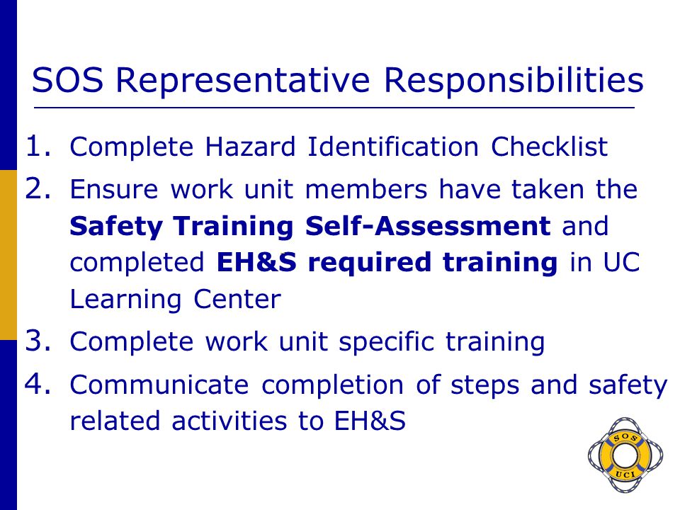 SOS Representative Responsibilities