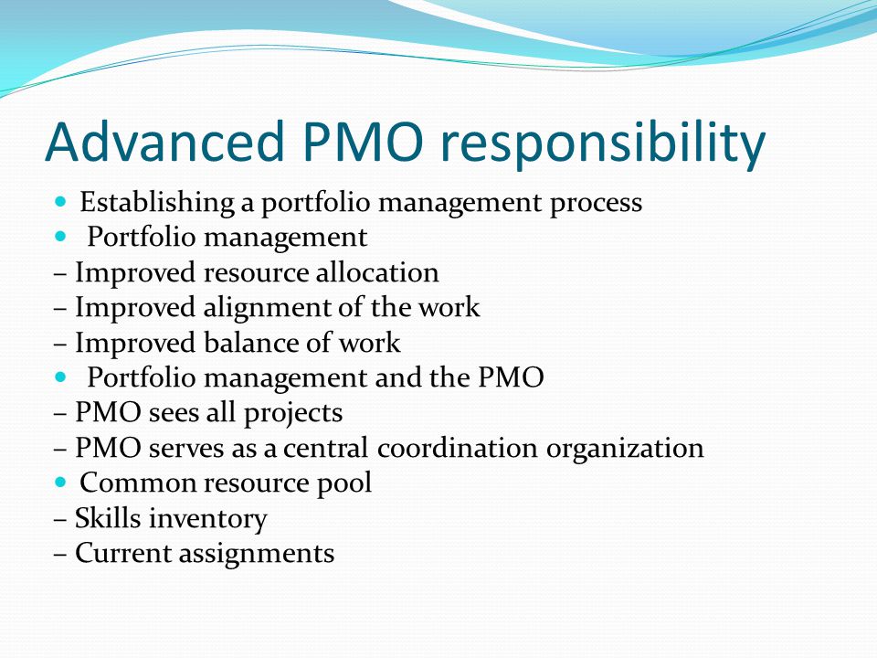 Advanced PMO responsibility