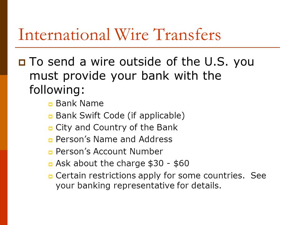 International Wire Transfers