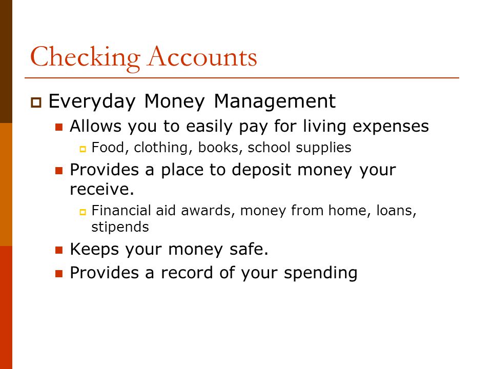 Checking Accounts Everyday Money Management