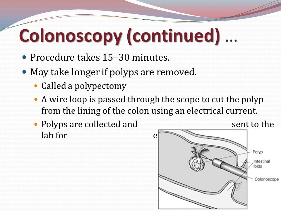 Colonoscopy (continued) …