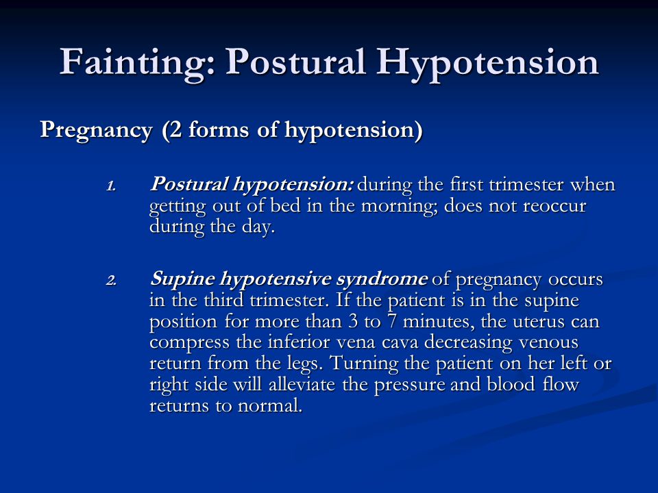 Fainting: Postural Hypotension